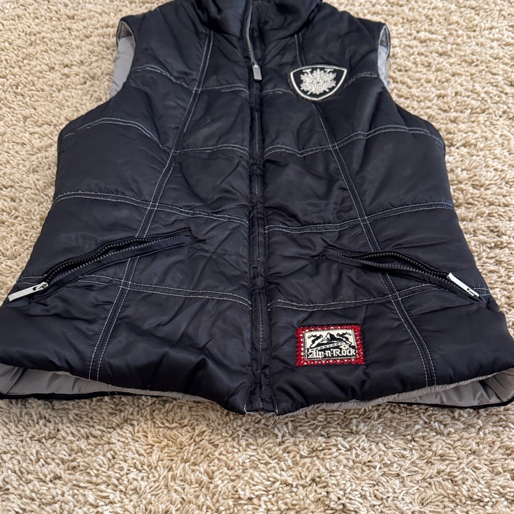 Alp-N-Rock "Let it Snow" Reversible Puffer Vest, Black Gray, Womens sz XS / 2 - Picture 6 of 16